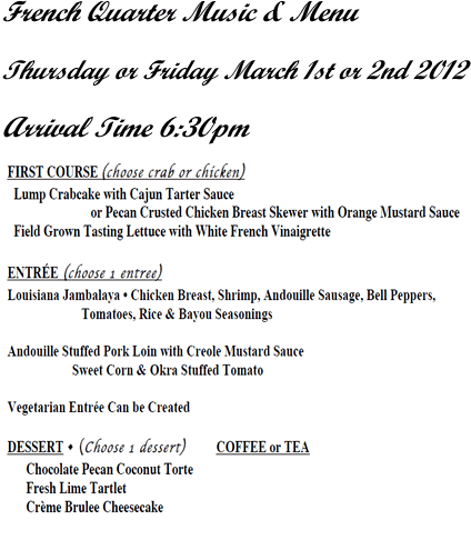 music and menu 2012